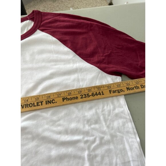 Homefield Raglan Baseball T Shirt Men XXL White Maroon Cotton Poly Basic Tee NEW - Picture 5 of 5